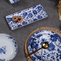 Ensemble de tasse à thé et soucoupe en porcelaine, service à thé traditionnel chinois tasse à café en céramique bleue et blanche avec ensemble de soucoupe