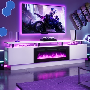 Modern <strong>Electric</strong> <strong>Fireplace</strong> <strong>TV</strong> <strong>Stand</strong> for <strong>TVs</strong> up to 80 Inch, with Electronic Flame and LED Lights for Living Room - Product Image 1