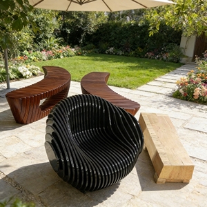 Banco de Madera Hecho a Mano Y521, Ligero, Creativo, Segmentado, para Sala de Espera, Recepción de Oficina, Galería, Exhibición de Arte - Product Image 1