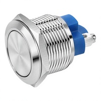 Interrupteur à bouton-poussoir momentané IP65 de 22 mm, bouton en acier inoxydable à tête haute avec 2 bornes à vis, 12V 24V 125V 250V 2A