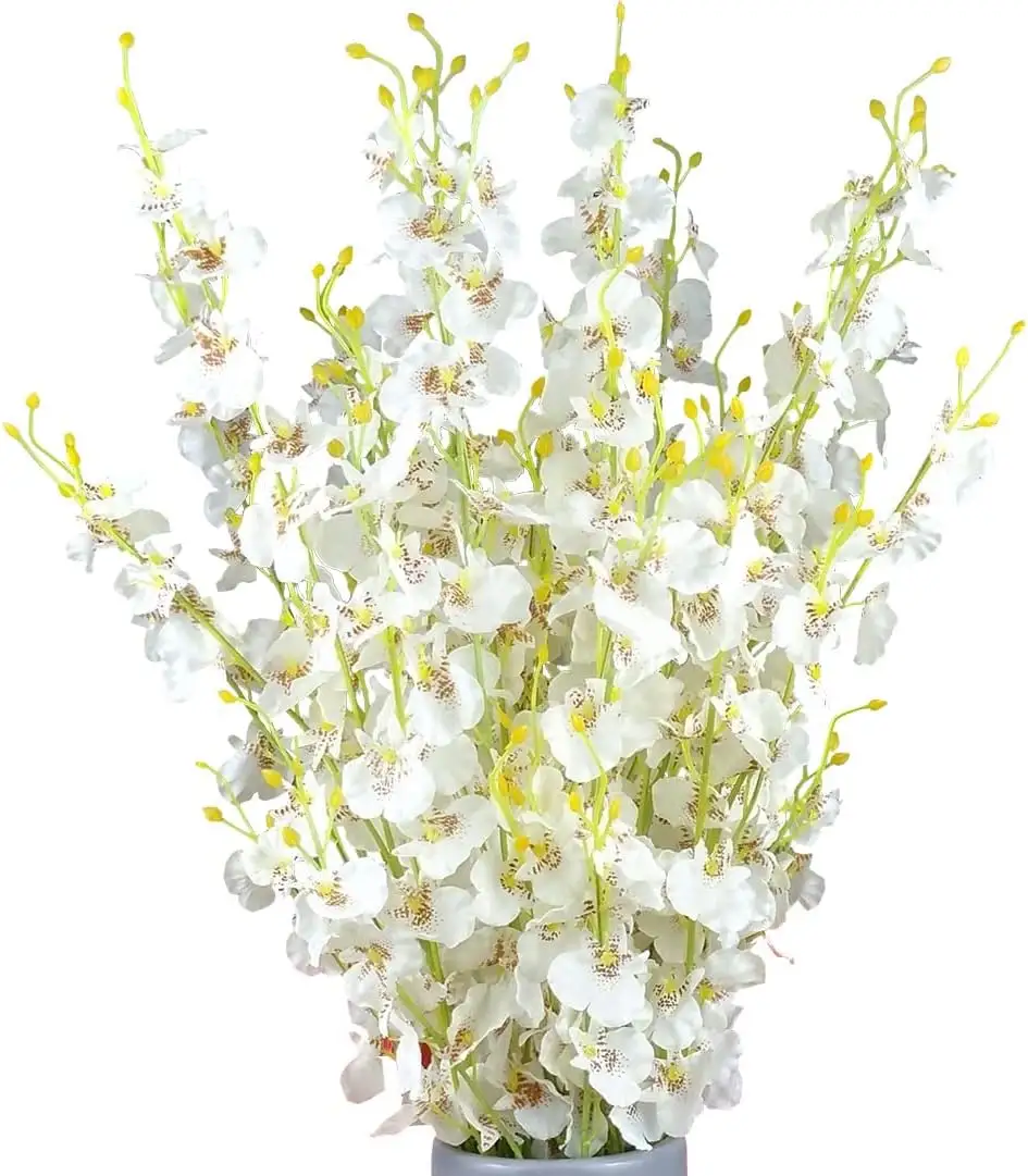 Arranjos De Flores Artificiais Seda Orquídeas brancas para Casamento Home Office Indoor Outdoor, Não Incluir Vaso