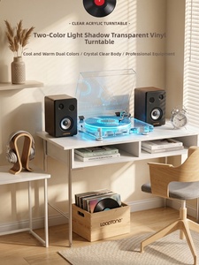 Tourne-disque <span class=keywords><strong>vinyle</strong></span> en acrylique transparent de conception nouvelle avec plateau robuste, contrepoids réglable, éclairage LED et sortie Bluetooth - Product Image 4