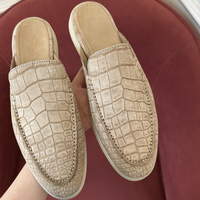 Mocassins montants pour hommes en cuir gaufré crocodile, à enfiler, semelle souple, style Old Money décontracté, chaussures de luxe italiennes originales