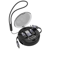 Câble rétractable 6-en-1 à charge rapide PD 60W avec boîte de rangement numérique multifonctionnelle à 4 vitesses réglables