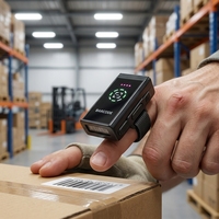 Escáner de Código de Barras Inalámbrico de Anillo para Dedo, Mini Lector de Códigos QR 2D de Alta Velocidad