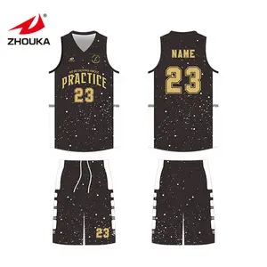 College volledige sublimatie zwart basketbal jersey logo ontwerp