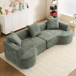 Canapé convertible moderne en chenille de 84 pouces, siège profond, 2 coussins décoratifs, mousse à mémoire de forme, pour salon, appartement, bureau, salle de séjour - Noir - Product Image 5