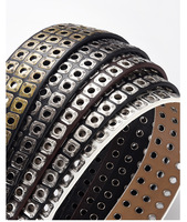 Ceinture en PU style punk à œillets et découpes, style européen et américain, ceinture de taille tendance et originale