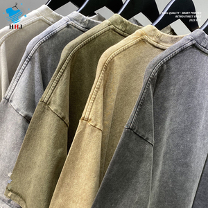 Camisetas Vintage de Alta Calidad para Hombre, Cuello Pequeño, Estilo Batik, Lavado High Street, Manga Corta Holgada, Marca de Moda Personalizada - Product Image 1
