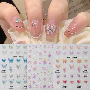 Factory Direct 5D Schmetterling <span class=keywords><strong>Nail</strong></span> Art Aufkleber Design Geprägte Nagel Aufkleber Maniküre Aufkleber Nagel Aufkleber für neues Design - Product Image 4