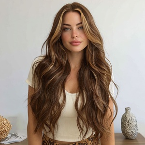 Parrucca alla Moda Più Venduta 2026, Parrucca <span class=keywords><strong>Sintetica</strong></span> <span class=keywords><strong>in</strong></span> <span class=keywords><strong>Fibra</strong></span> Futura, Ricci Gradiente Marrone con Mèches, per Donna SM1620 - Product Image 6