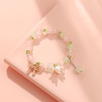 Bracelets à breloques en forme de nœud papillon plaqués or au design kawaii, promotion, couleur printemps fantaisie, perles acryliques en forme de tulipe, bracelets pour adolescentes