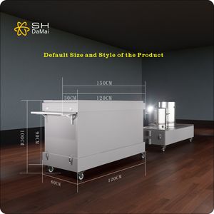 अनुकूलित स्टेनलेस स्टील लकड़ी-अलमारियों खाद्य फोल्डिंग कार्ट पोर्टेबल खाद्य स्टाल बाजार स्टाल पोर्टेबल बिक्री स्टैंड - Product Image 2