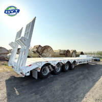 Semi-remorque surbaissée robuste à 4 essieux, 80 tonnes, en acier, avec train de roulement mécanique/hydraulique à deux vitesses