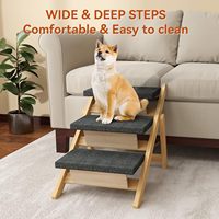 Rampe d'escalier pliable 2-en-1 pour chiens de taille moyenne, antidérapante, portable, sécurisée et durable, capacité 110 lb, 3 marches pour surfaces hautes