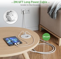 Prise ronde de table d'alimentation UE blanche et noire de 80mm avec USB C PD20W, prise intégrée avec prise USB de bureau, multiprise intégrée