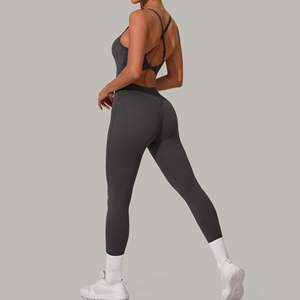 Großhandel Damen-<span class=keywords><strong>Jumpsuit</strong></span>, rückenfreier Body, Shapewear, Playsuit mit verstellbaren Trägern, Shorts-Romper mit Brustpolster für Pilates und Yoga - Product Image 4