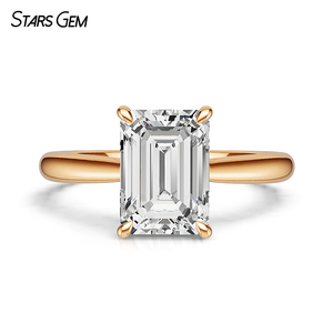 แหวนหมั้นเพชรทรงสี่เหลี่ยมมรกต 2.0 กะรัต สี D/E เพชรเลี้ยงในห้องปฏิบัติการ ทองคำแท้ 10K รุ่นคลาสสิก สำหรับทั้งชายและหญิง จาก Starsgem - Product Image 4
