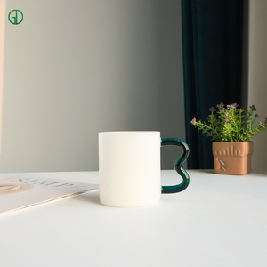 Drinking Glass Cups Mugs <strong>Custom</strong> Colored Clear Borosilicate Glass Cup Set Transparent Color Block Glass Cup With Handle - Product Image 4