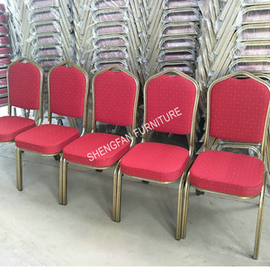 Chaises de banquet de mariage empilables Offre Spéciale coussin en métal bleu avec finition dorée pour hôtels événements salles à manger et cuisines - Product Image 4
