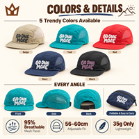 Casquette de course personnalisée à 5 panneaux UPF50+ séchage rapide légère respirante en maille pour trail, marathon, randonnée, sport – Vente en gros OEM ODM