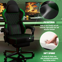 Chaise de bureau ergonomique verte avec massage, robuste et confortable, idéale pour le gaming et le salon – Livraison gratuite
