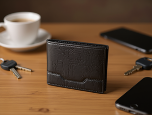 Portafoglio da uomo in vera pelle JD, chiusura a piega corta, stile minimalista, ideale come regalo - Product Image 2