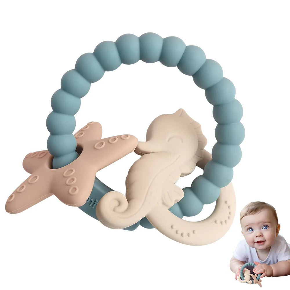 Sea series BPA Free Bite Resistant Silicone Wristband Teether Baby for Teething Period Baby