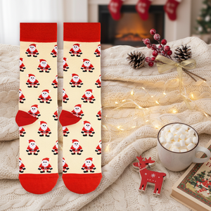 Colorful Christmas Santa Claus Embroidered Print <b>Socks</b> Breathable <b>Warm</b> One Size Fit for Daily Use Knitted From Silk Bamboo - Product Image 3