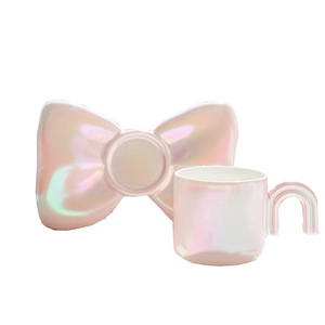 โบว์ผูกถ้วยกาแฟและจานรองเซรา<span class=keywords><strong>ม</strong></span>ิกเคลือบ<span class=keywords><strong>ม</strong></span>ุกของขวัญที่สวยหรูบ้านสำนักงานของผู้หญิงนมชาแก้วกา<span class=keywords><strong>แฟ</strong></span> - Product Image 6