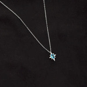 UM <b>JEWELRY</b> Chic Vintage 925 Sterling Silver 18K Gold Plated <b>Blue</b> Zircon Pendant Necklace Trendy Women's Engagement Wedding - Product Image 5