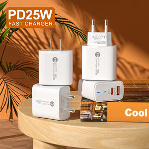 محول طاقة هاتف USB A + C 25 واط لنا قابس EU Type-C شحن فائق السرعة متعدد الوظائف شاحن جداري للسفر مع علبة طرد - Product Image 2