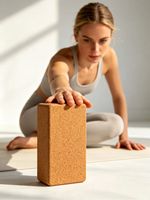 Syntus Kork Yoga Block & Gurt Set 2-teilig Hochdichte Weiche Rutschfeste Yoga-Blöcke 9x6x4 Zoll 8FT Metall D-Ring Gurt für Pilates