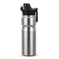 Bouteille d'eau en titane pur 650 ml, à double paroi, isolée sous vide, avec bouchon rabattable, pour la randonnée, le cyclisme, logo personnalisé, boîte cadeau