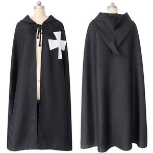 Offre Spéciale médiéval gothique blanc croix Robe Halloween noir chevaliers hospitalier tunique Cape Cape pour hommes jeu Costumes - Product Image 1