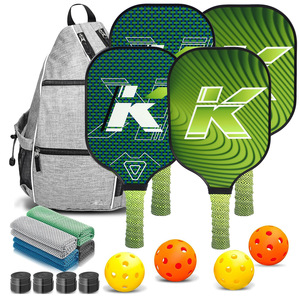 Juego de palas de Pickleball, 4 piezas, fibra de vidrio verde, equipo deportivo ligero antideslizante para exteriores con mochila y pelotas - Product Image 1