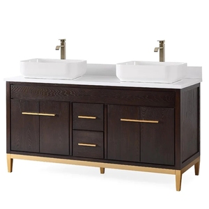 Lujoso y moderno armario de <span class=keywords><strong>baño</strong></span> de 60 pulgadas para suelo, para Hotel, apartamento, hogar, armario de <span class=keywords><strong>baño</strong></span> con doble fregadero - Product Image 5