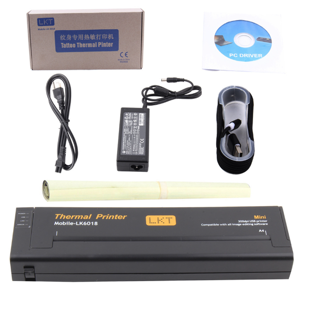 Mini Thermal Printer Portable Tattoo Printer Machine Compatible with PC