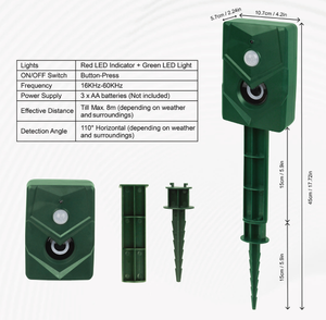 <span class=keywords><strong>Répulsif</strong></span> à ultrasons solaire extérieur amélioré pour animaux avec détection de mouvement étanche à la lumière dissuasive pour effrayer les cerfs de chien - Product Image 2