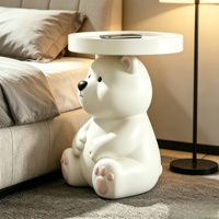 Table d'appoint en résine personnalisée BZY, sculpture d'ours polaire artisanale, décoration moderne pour la maison, meubles d'art, vente en gros B2B, OEM