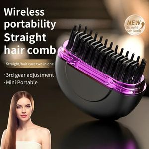 Negative Ion Cordless Ceramic <strong>Hair</strong> Straightening Comb Beard Comb Portable Wireless Rechargeable <strong>Mini</strong> <strong>Hair</strong> <strong>Straightener</strong> Brush - Product Image 3