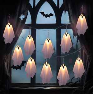 Guirnalda de Luces LED con Forma de Fantasma para Halloween, Luces Cálidas Blancas, Funciona con Pilas, 8 Modos, Decoración Espeluznante para Fiestas de Halloween y Hogar - Product Image 6