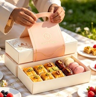 Boîte de pâtisserie arabe de luxe pour livraison, emballage Dubaï, Eid Ramadan, boîte de dattes et de chocolats, boîtes de boulangerie Eid Mubarak avec poignée