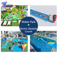 Parc aquatique gonflable sur mesure, château gonflable avec toboggan, parcours d'obstacles électrique extérieur