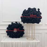 NIKA Factory - Grande boule de fleurs en soie noire faite à la main pour les événements de mariage, centre de table