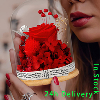 Coeur Boîte Réel Floraison Préservé Rose Babybreath Hortensia Pour Fleur Préservée Saint Valentin Fête Des Mères