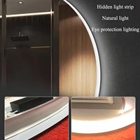 Miroir de salle de bain LED intelligent sans cadre rond moderne de 60 à 80 cm avec capteur tactile, éclairage mural pour douche