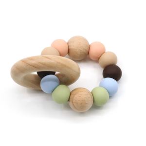 Hêtre En Bois Bébé Anneau De Dentition Silicone Bracelet de Perles En Bois De Jouet De Dentition - Product Image 4