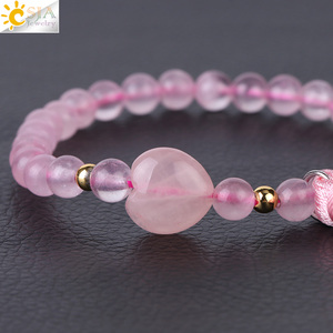 CSJA caldo stile bohémien gioielli naturale 6mm <span class=keywords><strong>quarzo</strong></span> <span class=keywords><strong>rosa</strong></span> pietra perline nappa ciondolo braccialetto donna braccialetto all'ingrosso F339 - Product Image 3