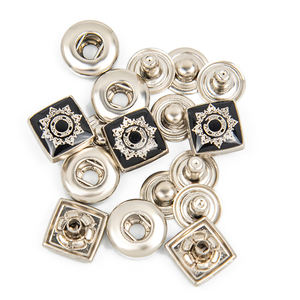 Botones a Presión Metálicos de 12mm, Cuadrados, de Aleación de Zinc, con Logotipo Personalizado, de 4 Partes, para Hombre - Product Image 1